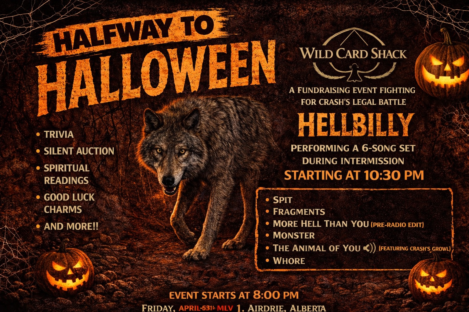 Halfway to Halloween for Crash fundraiser poster